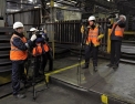 Surrounded by journalists at ural steel mill...